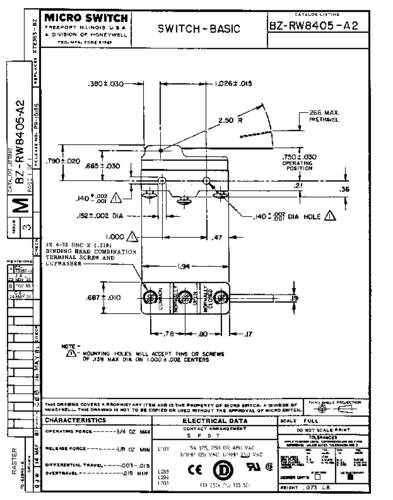 Honeywell SPS BZ-RW8405-A2 Klikschakelaar 1 stuk(s)