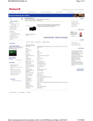 Honeywell SPS SCN-2623SC Klikschakelaar 1 stuk(s)
