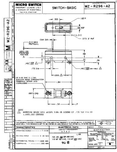 Honeywell SPS WZ-R296-A2 Klikschakelaar 1 stuk(s)