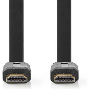 Nedis HDMI-Flachkabel mit Ethernet, vergoldet,10m [Schwarz]