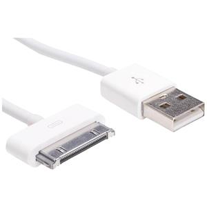 Akyga USB-kabel USB-A stekker, Apple 30-pins stekker 1.00 m Wit AK-USB-08