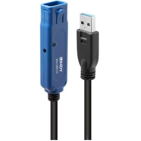 LINDY USB-kabel USB 3.2 Gen1 (USB 3.0 / USB 3.1 Gen1) USB-A stekker, USB-A bus 30 m Zwart, Blauw 43362