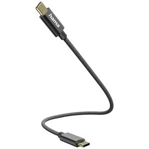 Hama Oplaadkabel USB-C - USB-C 0,2 M Nylon Zwart