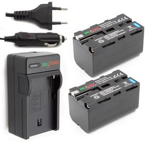 ChiliPower 2 x NP-F750 accu's voor Sony - inclusief oplader en autolader