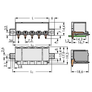 WAGO 2092-3422/005-000 Male behuizing-board 2092 Totaal aantal polen: 2 Rastermaat: 7.50 mm 100 stuk(s)