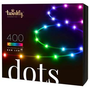 twinkly Dots – App-gesteuerte LED-Lichterkette mit 400 rgb (16 Millionen Farben) LEDs. 20 Meter. Schwarzes Kabel. Intelligente Beleuchtungsdekoration für den