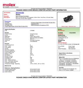 Molex 2014441204 Female behuizing (kabel) Totaal aantal polen: 4 Rastermaat: 2.50 mm 1 stuk(s) Bag