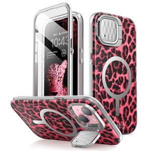I-blason Cosmo iPhone 15/14/13 Mag Case met Screen protector - Roze luipaard