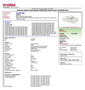 Molex 510671000 Female behuizing (kabel) Totaal aantal polen: 10 Rastermaat: 3.50 mm 1 stuk(s) Bulk