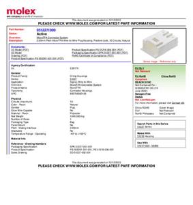 Molex Buchsengehäuse-Kabel Polzahl Gesamt 10 Rastermaß: 2.00mm 512271000 Bulk