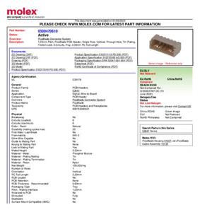 Molex 530470610 Male header, inbouw (standaard) Totaal aantal polen: 6 Rastermaat: 1.25 mm 1 stuk(s) Tray