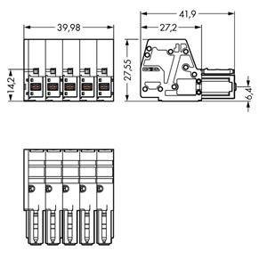 WAGO Buchsengehäuse-Kabel 831 Polzahl Gesamt 5 Rastermaß: 7.62mm 831-3105/019-004 5St.