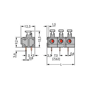 WAGO 235-502/331-000 Federkraftklemmblock 0.75mm² Polzahl (num) 2 Grau 280St.