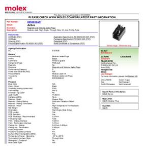Molex 955012401 R/A LO PRO MOD JACK 955012401 Buchse Polzahl 4P4C