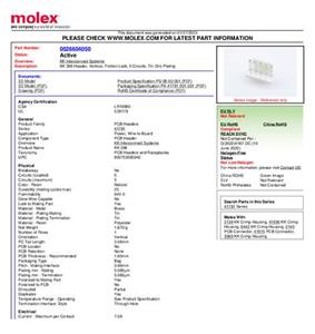 Molex 26604050 Male header (standaard) Totaal aantal polen: 5 Rastermaat: 3.96 mm 1 stuk(s) Bulk