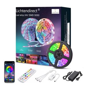 Lichtendirect led Strip - 20 Meter - Rgb Verlichting -met Afstandsbediening- Bluetooth