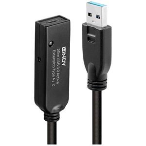 LINDY USB-Kabel USB 3.2 Gen1 (USB 3.0 / USB 3.1 Gen1) USB-A Stecker, USB-C Buchse 20.00m Schwarz 4