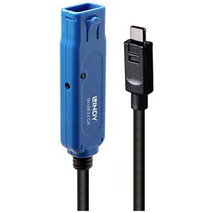 LINDY USB-Kabel USB 3.2 Gen1 USB-A Buchse, USB-C Stecker 5.00m Schwarz/Blau 43380