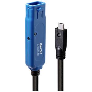 LINDY USB-kabel USB 3.2 Gen1 USB-A bus, USB-C stekker 8.00 m Zwart/blauw 43381