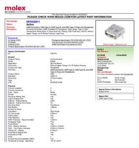 Molex 676433911 USB B R/A RCPT 676433911 Inhalt