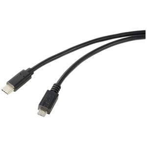 Renkforce USB-kabel USB 2.0 USB-C stekker, USB-micro-B stekker 1.00 m Zwart Rond RF-5719754