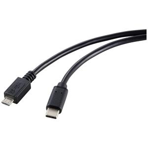 Renkforce USB-Kabel USB 2.0 USB-C Stecker, USB-Micro-B Stecker 1.80m Schwarz Gesamtschirm RF-57203