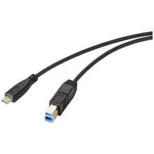 Renkforce USB-kabel USB 3.2 Gen1 USB-C stekker, USB-B stekker 1.80 m Zwart Afscherming totaal RF-5720408