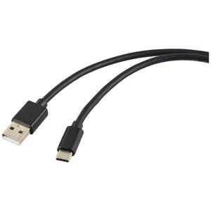 Renkforce USB-laadkabel USB 2.0 USB-A stekker, USB-C stekker 1.80 m Zwart PVC-mantel RF-5771532