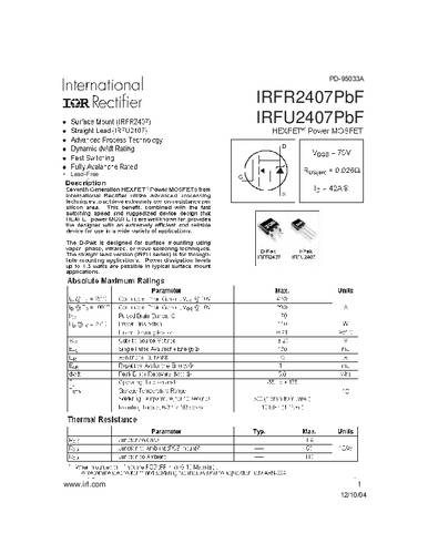 infineontechnologies Infineon Technologies IRFR2407PBF-GURT MOSFET 1 N-Kanal 110W TO-252AA
