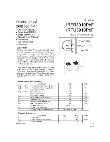 Infineon Technologies IRFR3910PBF-GURT MOSFET 1 N-kanaal 79 W TO-252AA