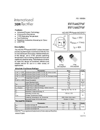infineontechnologies Infineon Technologies IRFR48ZPBF-GURT MOSFET 1 N-Kanal 91W TO-252AA