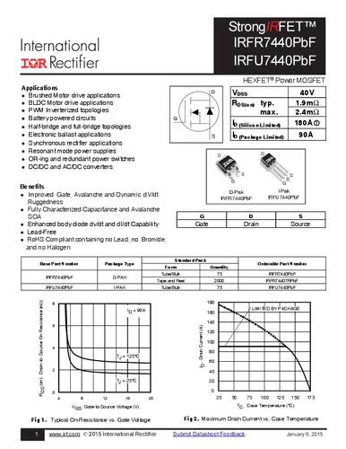 infineontechnologies Infineon Technologies IRFR7440PBF-GURT MOSFET 1 N-Kanal 140W TO-252AA