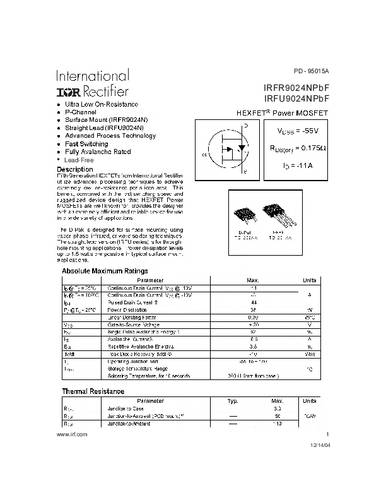 Infineon Technologies IRFR9024NPBF-GURT MOSFET 1 P-kanaal 38 W TO-252AA