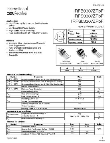 Infineon Technologies IRFS3307ZPBF-GURT MOSFET 1 N-kanaal 230 W D2PAK