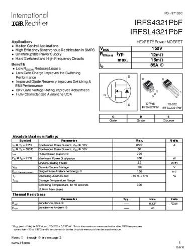 Infineon Technologies IRFS4321PBF-GURT MOSFET 1 N-kanaal 350 W D2PAK