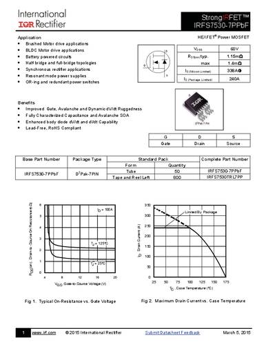 Infineon Technologies IRFS7530-7PBF-GURT MOSFET 1 N-kanaal 375 W D2PAK