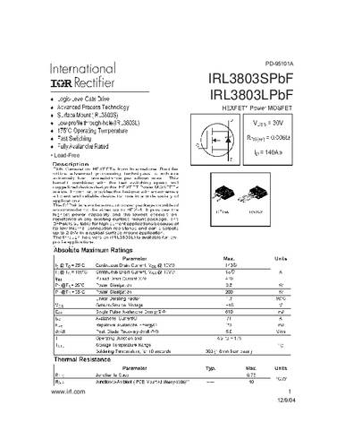 Infineon Technologies IRL3803SPBF-GURT MOSFET 1 N-kanaal 200 W D2PAK