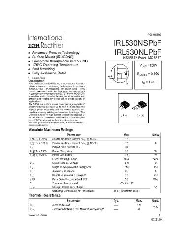 infineontechnologies Infineon Technologies IRL530NSPBF-GURT MOSFET 1 N-Kanal 79W D2PAK