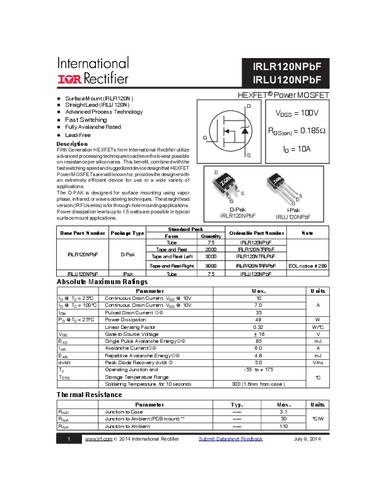 Infineon Technologies IRLR120NPBF-GURT MOSFET 1 N-kanaal 48 W TO-252AA
