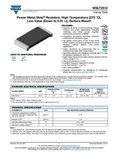 Vishay WSLT2512R0100FEB Metaalfilmweerstand 10 mΩ SMD 2512 1.0 W 1 % 1 stuk(s) Tape