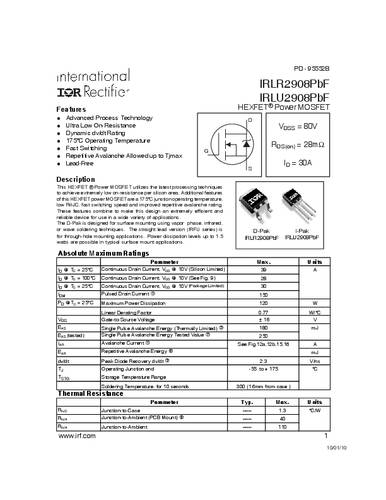 Infineon Technologies IRLR2908PBF-GURT MOSFET 1 N-kanaal 120 W TO-252AA