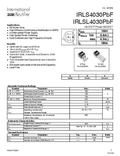 Infineon Technologies IRLS4030PBF-GURT MOSFET 1 N-kanaal 370 W D2PAK