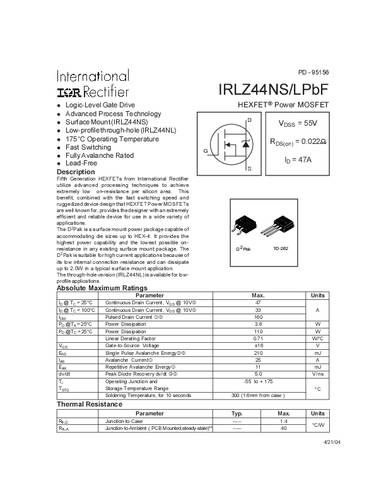 Infineon Technologies IRLZ44NSPBF-GURT MOSFET 1 N-kanaal 110 W D2PAK