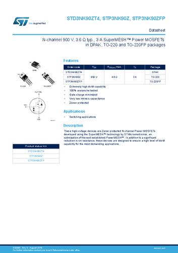 STMicroelectronics STP3NK90ZFP MOSFET 1 N-Kanal 25W TO-220FP