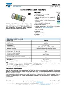 Vishay SMM02040C1008FB300 Thin Film weerstand 1.1 Ω SMD 0.25 W 0.01 % 1 stuk(s) Tape