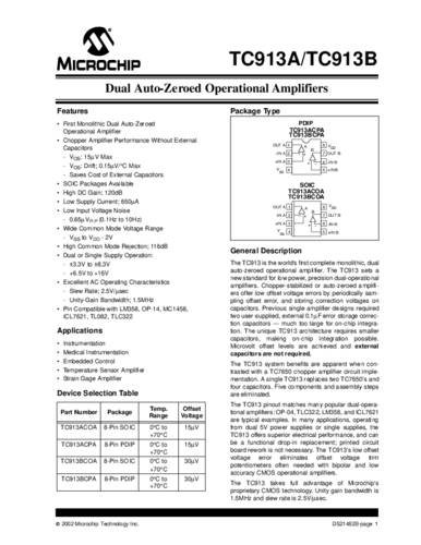 Microchip Technology TC913ACPA Lineaire IC - operational amplifier Versterker PDIP-8 Tube
