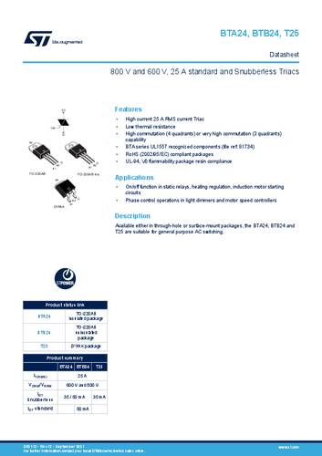 STMicroelectronics T2535-800G TRIAC D2PAK 25 A 800 V Tube
