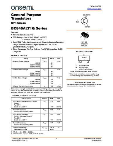 ON Semiconductor Transistor (BJT) - discreet BC850BLT1G SOT-23 NPN Tape on Full reel
