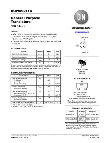 ON Semiconductor Transistor (BJT) - discreet BCW32LT1G SOT-23 NPN Tape on Full reel