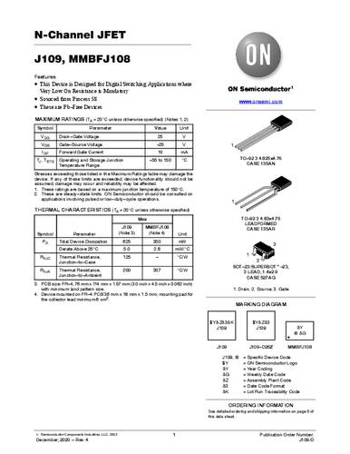 ON Semiconductor Transistor (BJT) - discreet J109-D26Z TO-92 Tape on Full reel